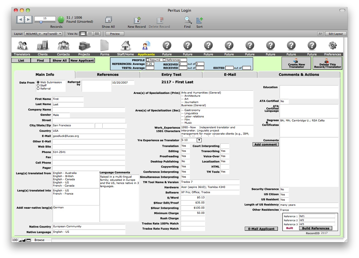 filemaker pro for mac layout template